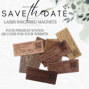 Save the Date Magnete | Konzertkarte | Personalisierte Hochzeitsmagnete aus Holz mit QR-Code | Laser geschnitten auf Premium Hölzern