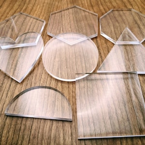 Thick Clear Acrylic Shapes for Crafts - Multiple sizes - Full 1/4&quot; (6mm) thick - laser cut