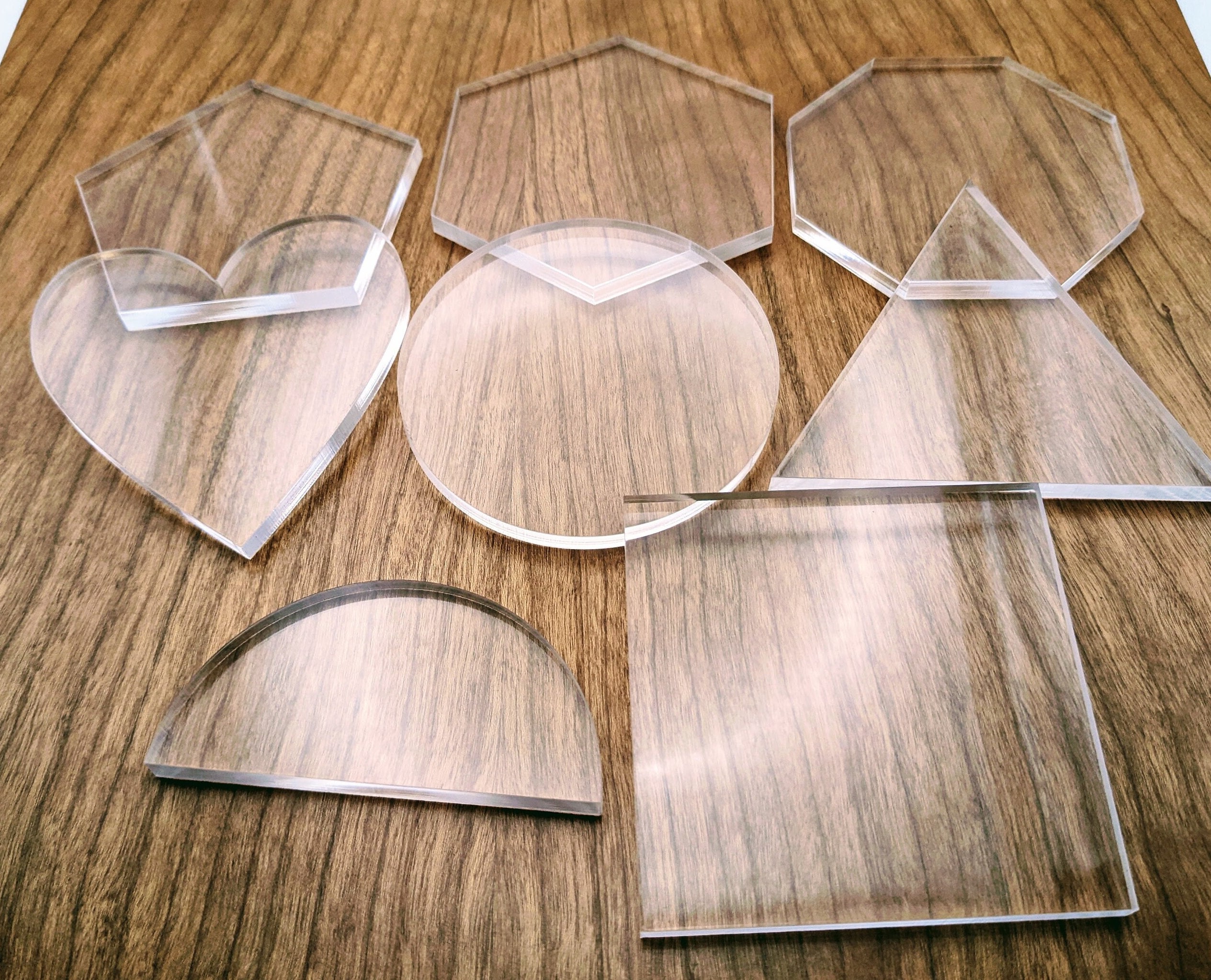 Thick Clear Acrylic Shapes for Crafts - Multiple sizes - Full 1/4" (6mm) thick - laser cut