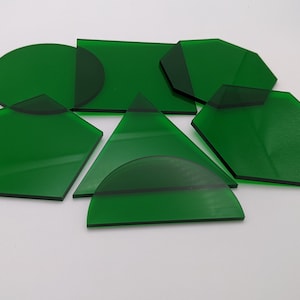 Transparent Green Acrylic Shapes for Crafts - Multiple sizes - 1/8&quot; thick - laser cut
