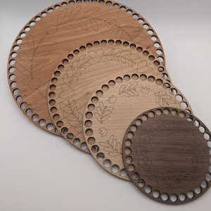 Crochet Wooden Basket Bottoms - Circles - Finished Wood - 8&quot;, 6&quot;, 5&quot; & 4&quot;