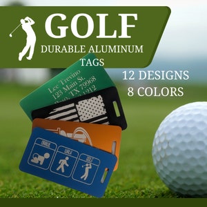 Personalisierte Golf Taschenanhänger - Eloxiertes Aluminium - Acht lebendige Farben | Personalisieren Sie Ihre Golfbekleidung!