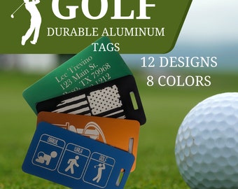 Personalisierte Golf Taschenanhänger - Eloxiertes Aluminium - Acht lebendige Farben | Personalisieren Sie Ihre Golfbekleidung!