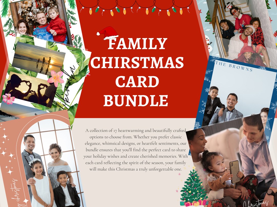 Family Christmas Card Template Bundle Portrait Orientation Editable Family Christmas Card Template Bundle Portrait Orientation Editable