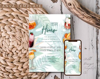 Happy Hour- Invitation- Editable Canva File