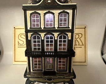 144th 1:144 scale dollhouse for your dollshouse - furnished, lit. DARK horror house.