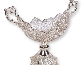 Candy container made of silver-plated copper wire, exquisite handmade Persian art.