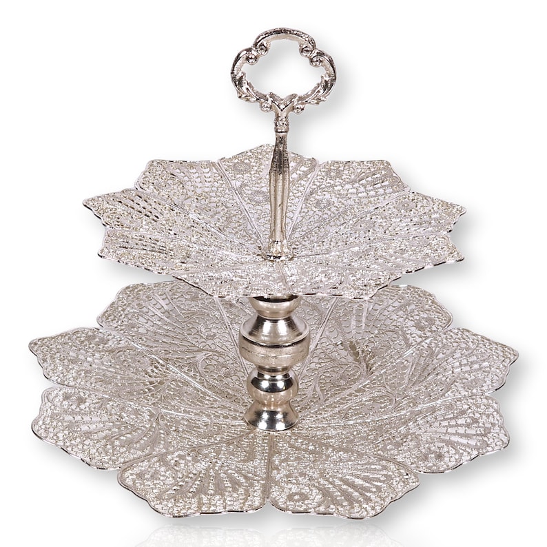 Beautiful handmade candy tower made with silver-plated copper wire, authentic Persian art. image 2