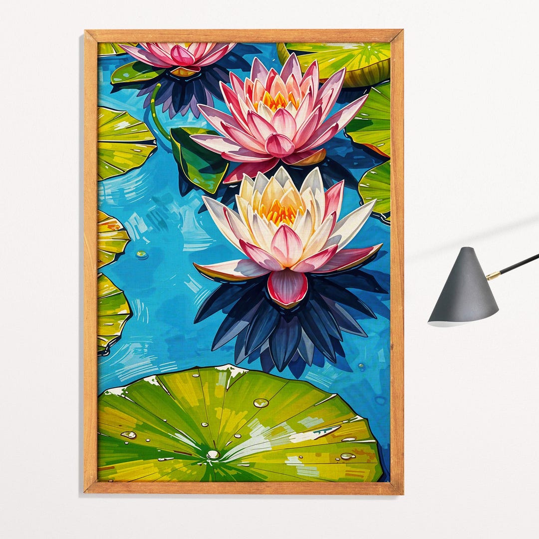 Water Lily Wall Art – Botanical Lotus Dreamy Print, Nature-inspired ...