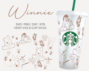 Winnie Venti Cup Wrap | Winnie SVG | Winnie Cup Wrap | Svg Files for Cricut & Silhouette Cameo