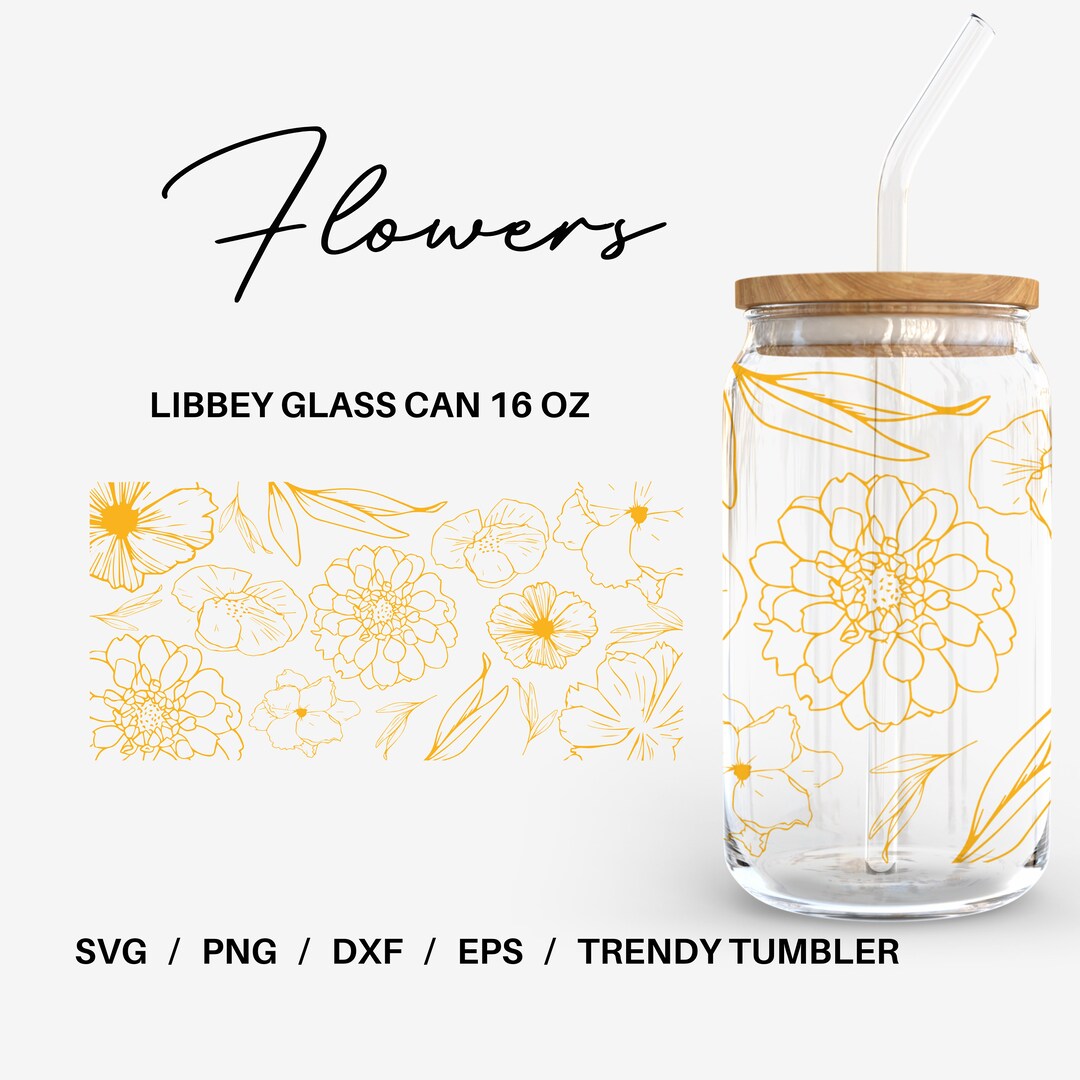 Flowers Glass Cup Svg Ice Coffee Cup Png Glassware Svg Coke Glass Can ...