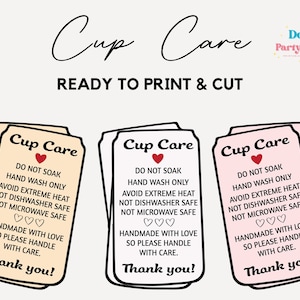 Libbey Glass Can Cup Care png, Glass can care card, Ready to Print and Cut png files, Care Card Instructions png