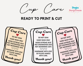 Libbey Glass Can Cup Care Card Instruction Cup Care Instructions Card  Printable Small Business Supplies Washing Instructions Png 