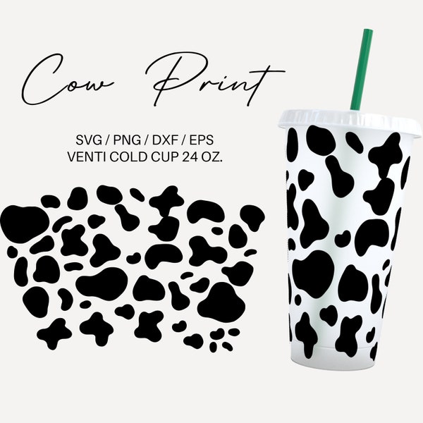 Cow print Venti Cup Wrap | Cow SVG | Cow Cup Wrap | Svg Files for Cricut & Silhouette Cameo