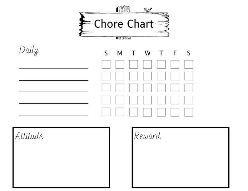 Minimalistic Chore Chart for Kids Printable Downloadable - Etsy