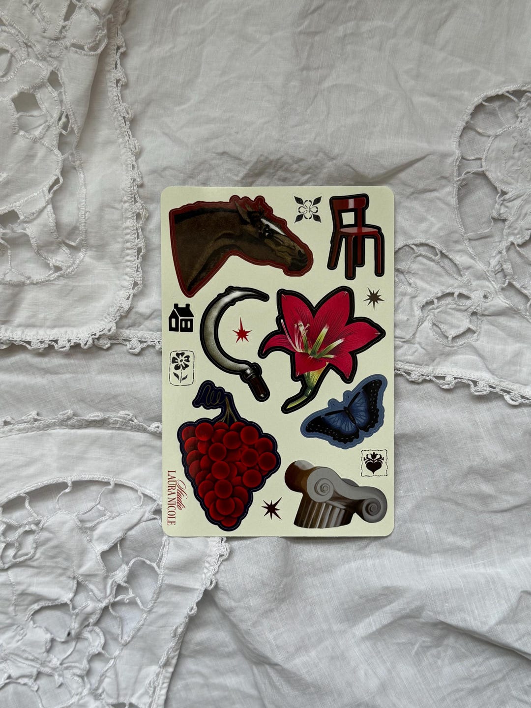 Elegy in Red Illustrated Vinyl Sticker Sheet - Etsy