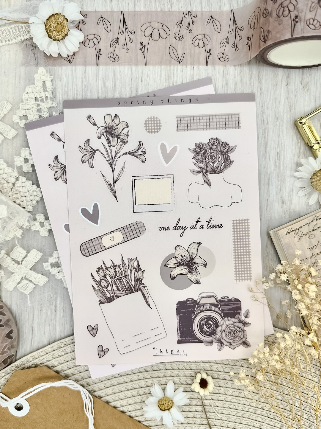 A6 Spring Floral Sticker Sheet Bullet Journal Stickers | Scrapbook ...