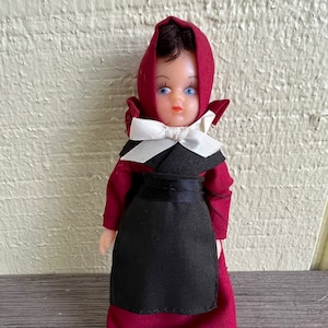Pennsylvania Dutch show doll in Black Boots Red Black Dress RARE Vintage