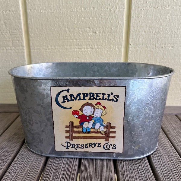 Campbell’s Preserve Co’s Soup Kids Oval Galvanized Container Tin Box Co 2000 VINTAGE