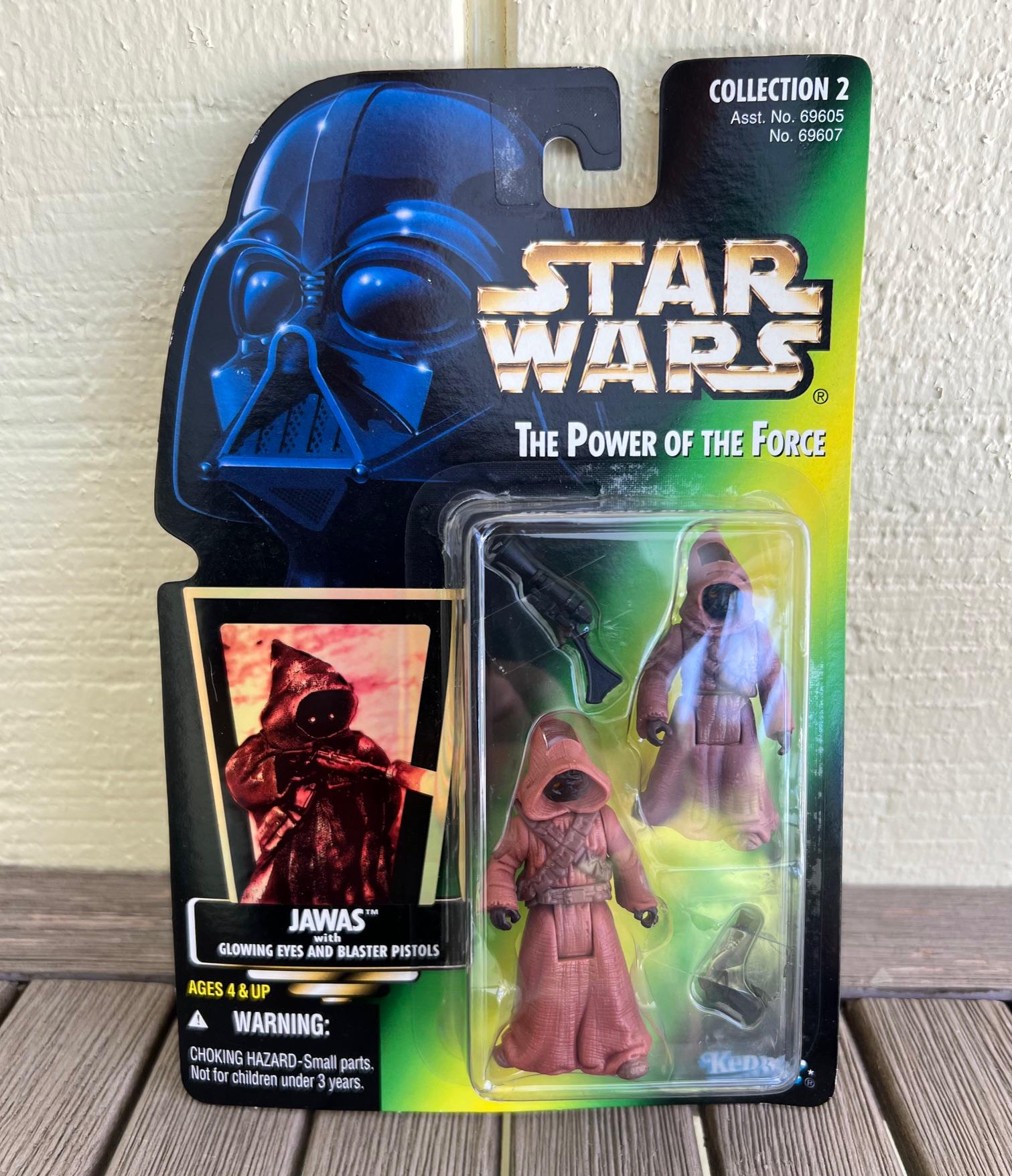 Star Wars Power of the Force Jawas With Glowing Eyes and Blaster