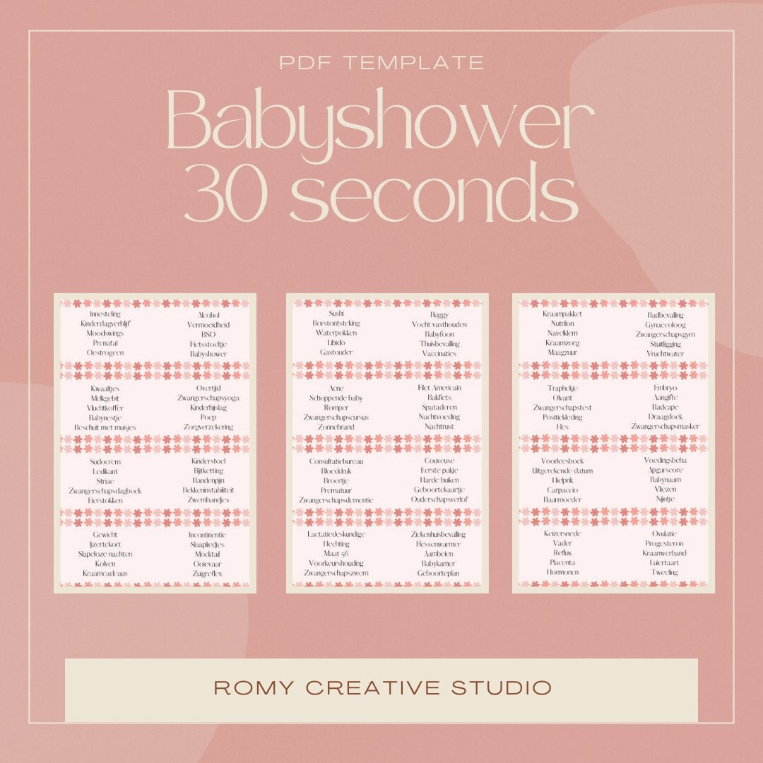 NL Babyshower 30 Seconds pink girl flowers roze meisje bloemen - Etsy ...