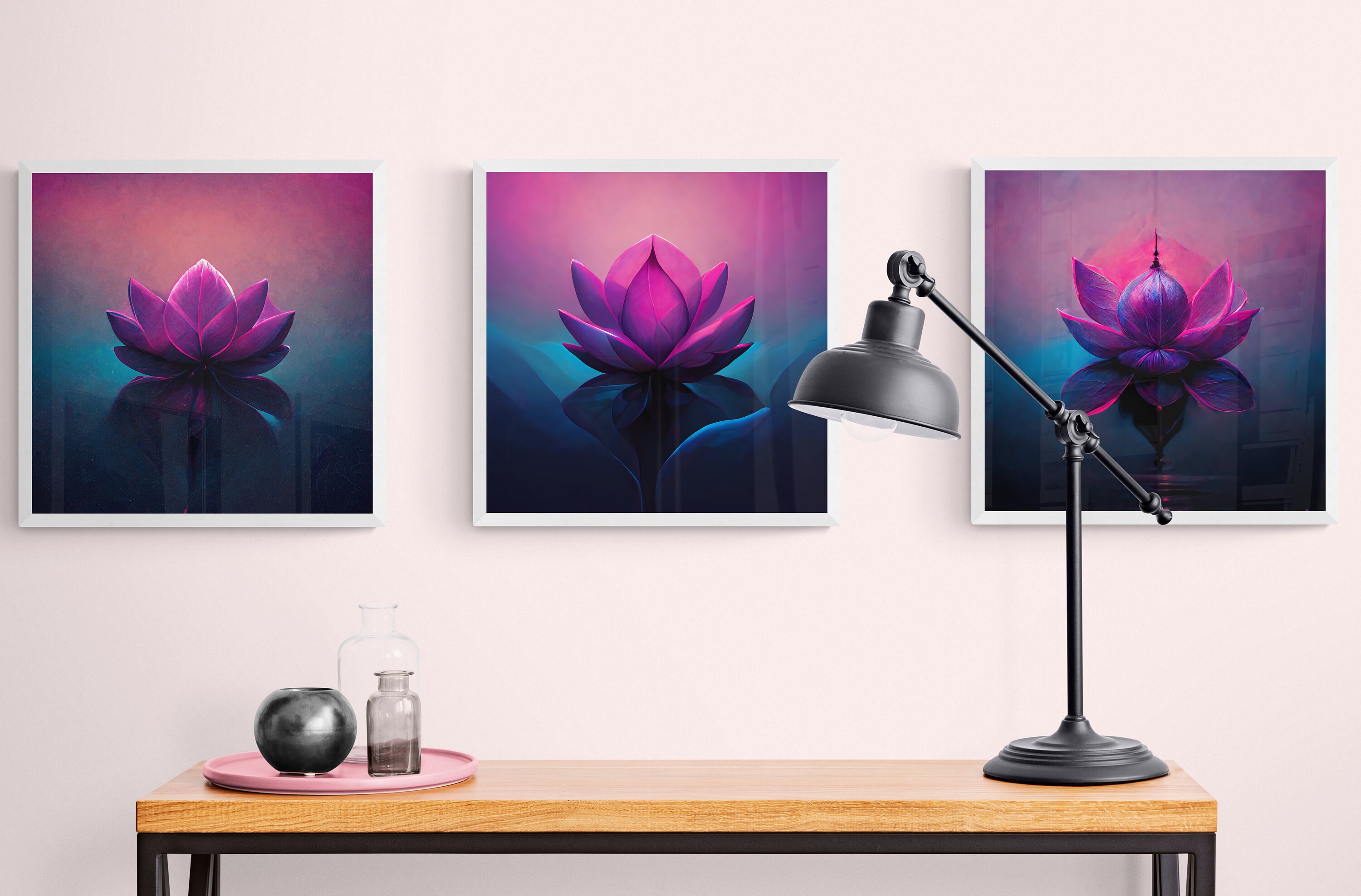 Lotus Printable Wall Art Set of 4 Lotus Flowers Wall Art Etsy