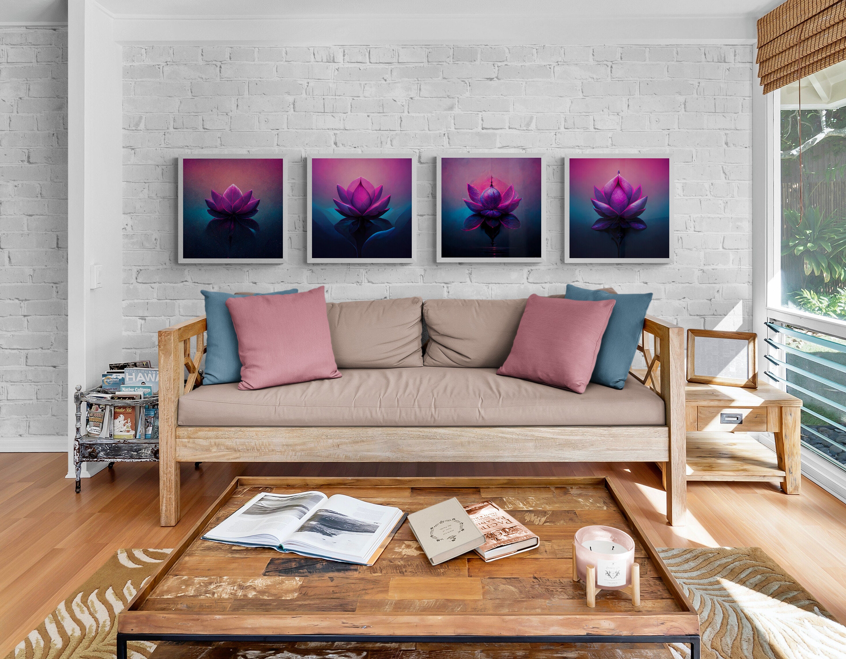 Lotus Printable Wall Art Set of 4 Lotus Flowers Wall Art Etsy