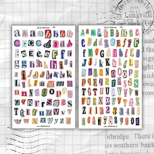 Lösegeldbrief-Aufkleber (2 Bögen) für Junk Journals, Notizbücher und Scrapbooking, ausgestanzte Alphabet-Titel