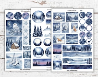 Sticker sheet I Winter landscapes, Christmas trees and Winter ephemera for the journal planner