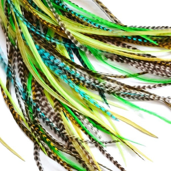 Un ensemble de longues plumes pour extensions de cheveux, une décoration de coiffure délicate, 25 pièces