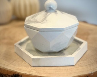 Concrete candle holder Set , jewelery box