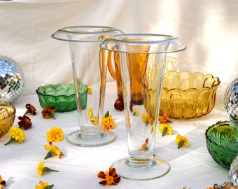 Twin Hand Blown Glass Vases