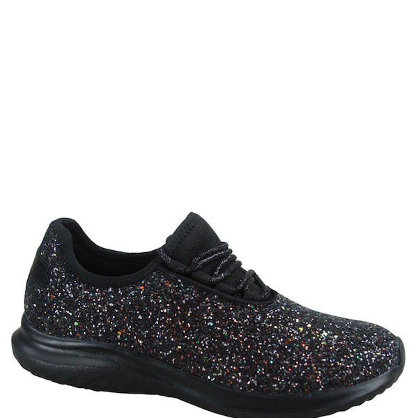 Women's Flat Multi Color Sparkle Glitter Low Top Sneaker Shoes