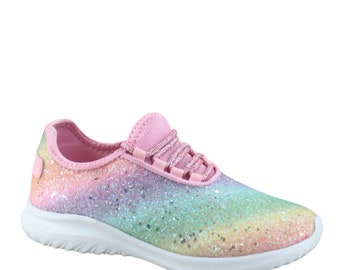 Youth Kid's Girl's Flat Sparkling Glitter Sneakers Low Top Sneaker Shoes