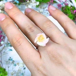 Cherry Blossom Adjustable Ring – Romantic Handmade Floral Jewelry