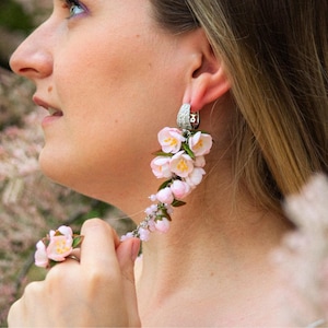 Sakura Blossom Earrings – Handmade Floral Jewelry for Weddings and Special Occasions