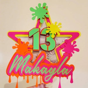 Neon Glow in Blacklight Shaker Lightup Cake topper