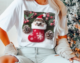 Shirt Huffer Egelkous | Comfort Colors Christmas Hedgehog-T-shirt