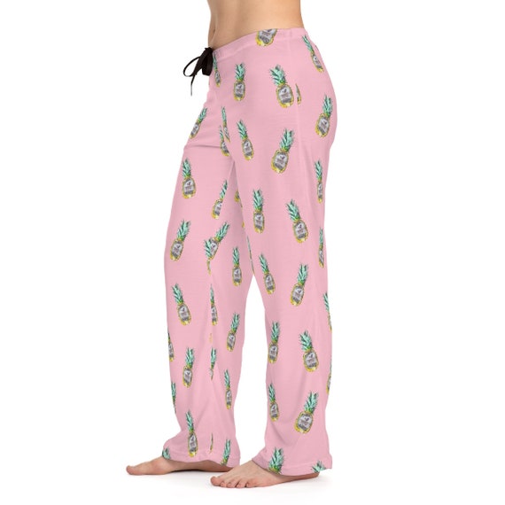 Tropical Retro Pink Pineapple Hedgehog Pajamas Beachy PJ Set in Pink With Cute Hedgehog in a Pineapple Etsy