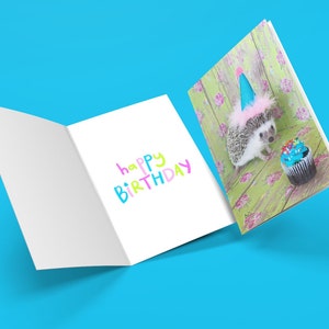 Téléchargement instantané | Carte de voeux imprimable joyeux anniversaire hérisson | PDF Imprimer à la maison | Carte dernière minute