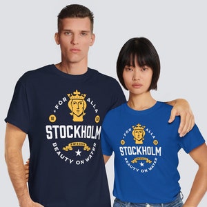 Stockholm T-shirt Sweden Gift Tshirt Flag City Stockholm Souvenir Crown Birger Jarl Swedish Capital Travel Scandinavia North Europe FÖR ALLA