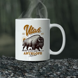 Mug Utah Antelope Island Souvenir Bison State Park Camping Hiking Buffalo Wildlife USA National Park Fluffy Cows Mug 3 Sizes