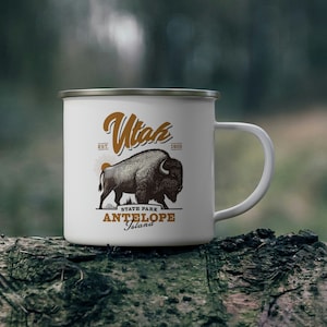 Antelope Island State Park Mug Souvenir Utah Mug Camping Enamel Mug Bison Wild Animals National Park Service Buffalo Gift Hiking