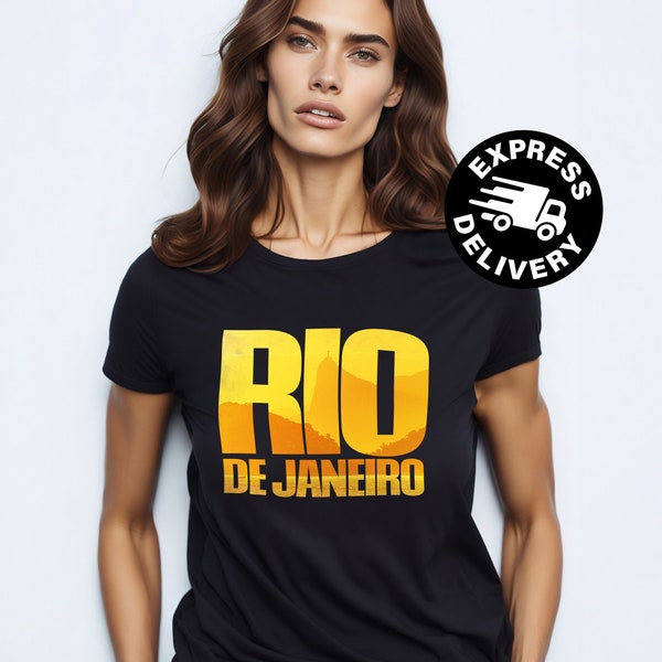 T-Shirt Rio de Janeiro, livraison express, statue du Christ Rédempteur, cadeau souvenir