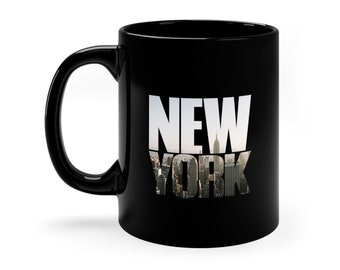 New York City mug NYC Skyline Styled Black Mug Iconic New York NYC Gift mom coffee Empire State Building Chrysler Building Brooklyn lover US