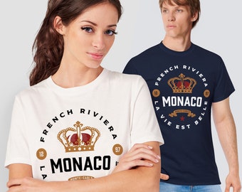 Monaco T-Shirt Monte-Carlo French Riviera, Tee shirt Life is beautiful, gift idea for lovers of the French Riviera, yachts and luxury shirt