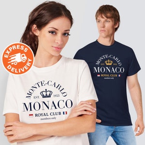 モナコ Tシャツ モンテカルロ ロイヤル クラブ イラスト ロイヤル クラウン Tシャツ コート ダジュールと豪華ヨットの愛好家へのお土産ギフト