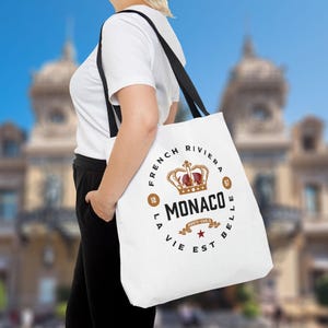 Tote Bag Monaco Monte Carlo Beach Bag Principality Monaco Souvenir French Riviera Travel Cote d&#39;Azur Gift South of France La vie est belle