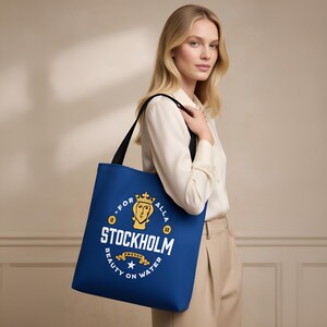 Sac fourre-tout Stockholm Tote Bag Suède Capitale Drapeau Ville Stockholm Birger Jarl Souvenir Stockholm Tourisme Scandinavie Europe Nord EU