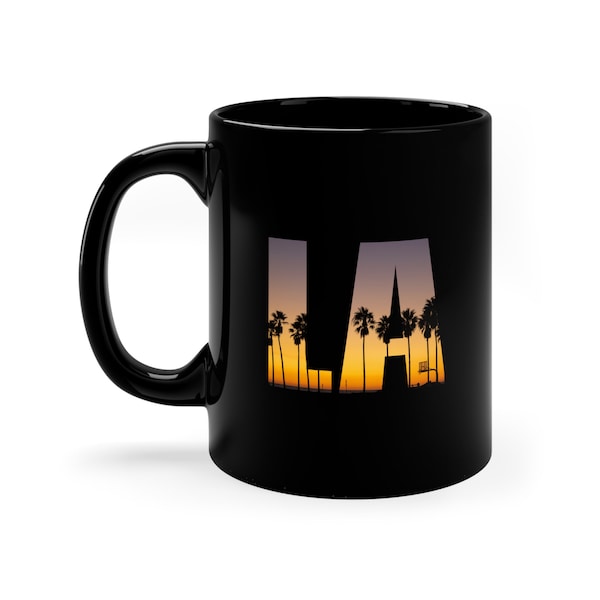 Mug LA Los Angeles Souvenir tasse Café Papa Cadeau Maman Los Angeles Californie Voyage Santa Monica Beach Palmiers Cité anges Hollywood USA